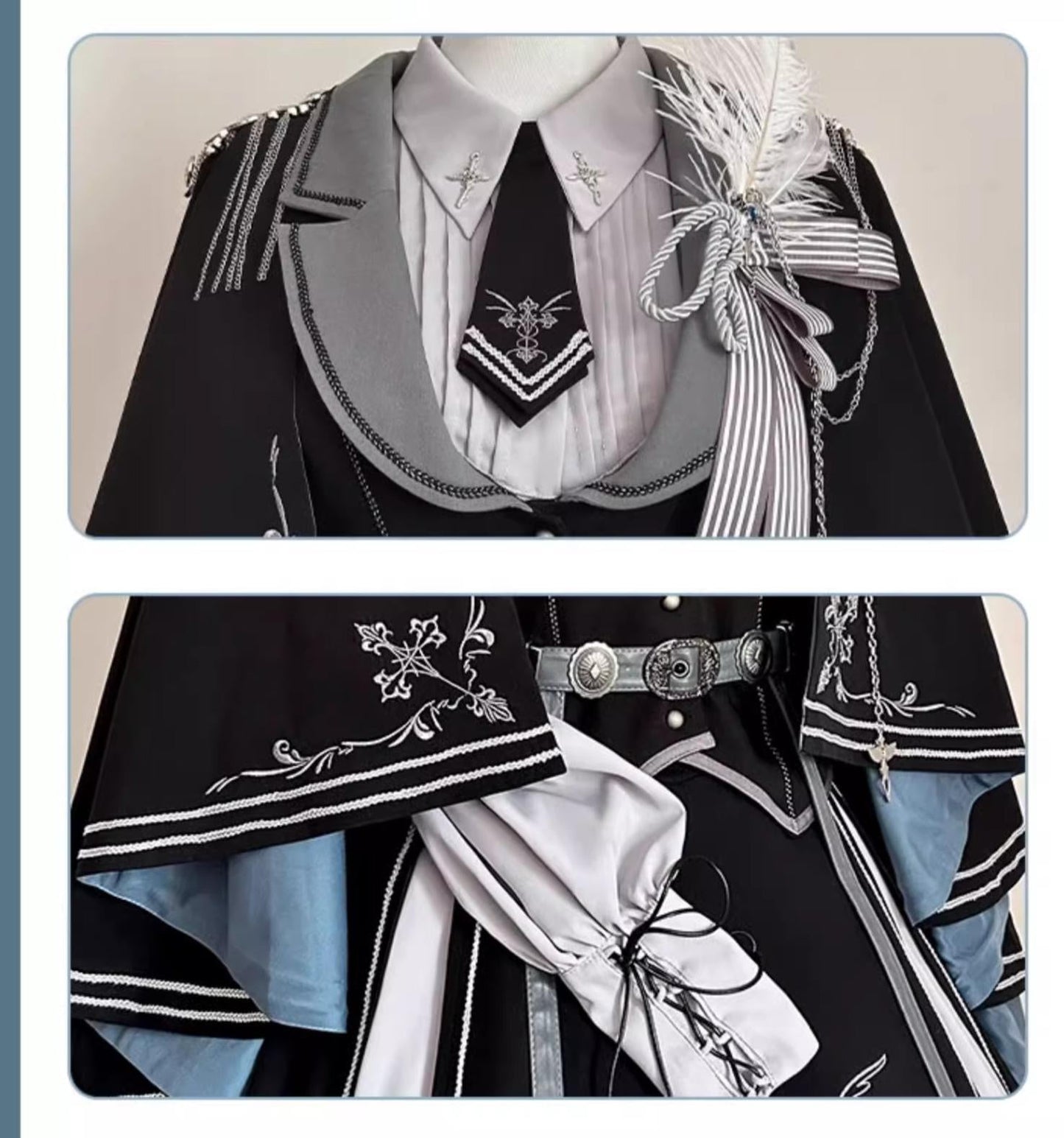 CHUNLV LOLITA - Dark Night Contract - Blue Military Lolita Dress Suit Skirt Elegant OP Cape