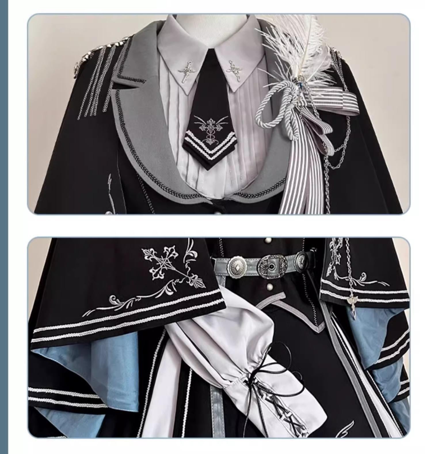 CHUNLV LOLITA - Dark Night Contract - Blue Military Lolita Dress Suit Skirt Elegant OP Cape