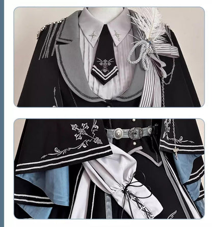 CHUNLV LOLITA - Dark Night Contract - Blue Military Lolita Dress Suit Skirt Elegant OP Cape