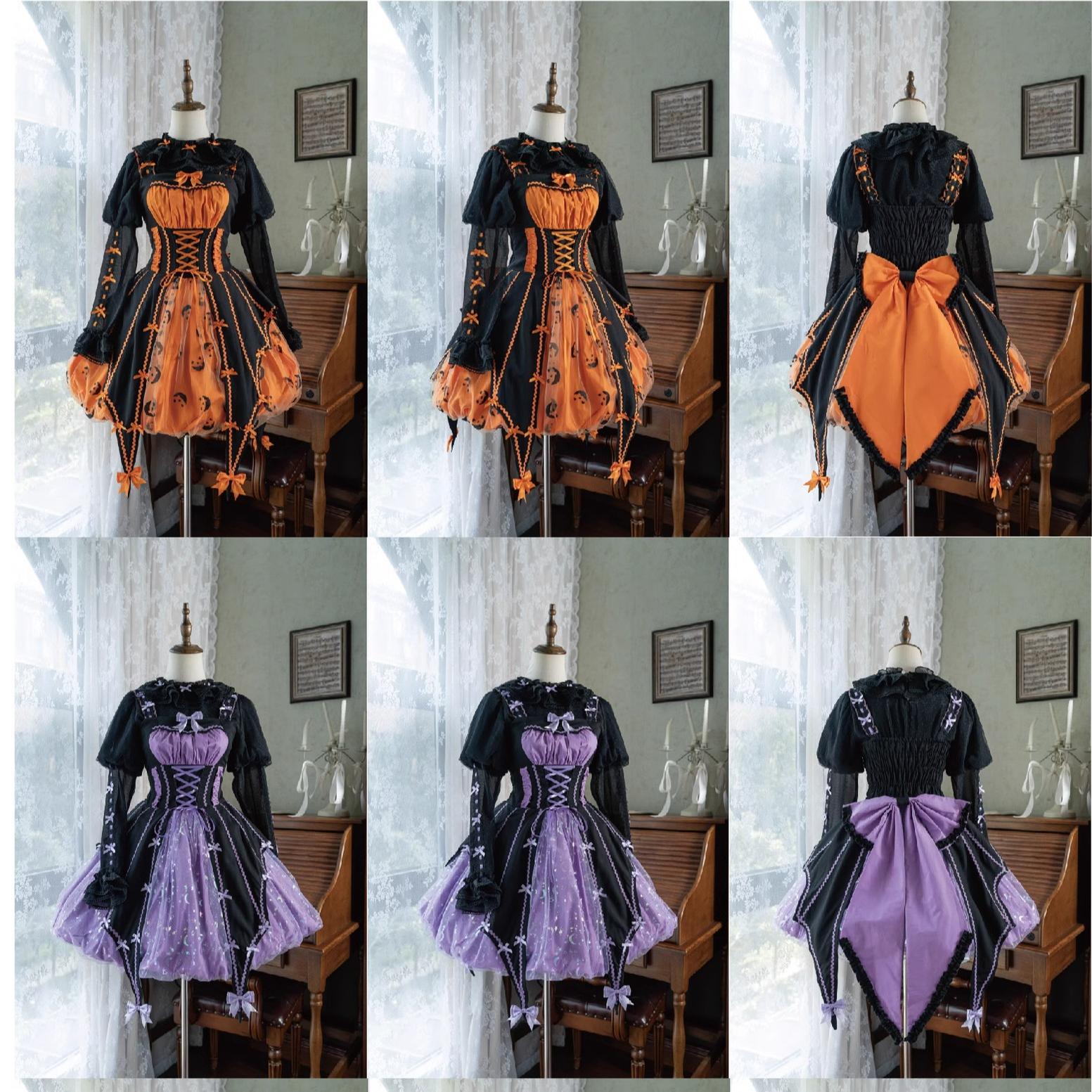 Lemon Honey - Halloween Gothic Lolita Jumper Dress, Pumpkin-inspired Dress