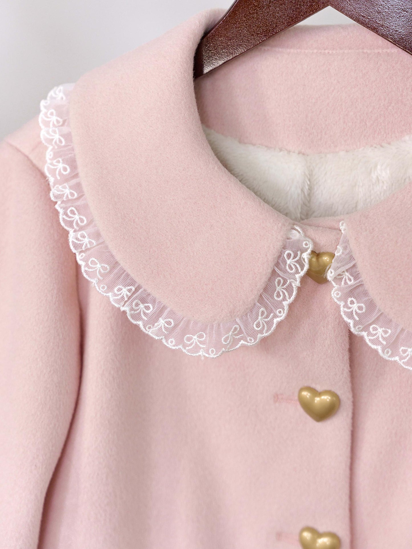 Dream Magic Box - Milk Puff - Winter Fleece-lined Sweet Lolita Coat, Detachable Collar