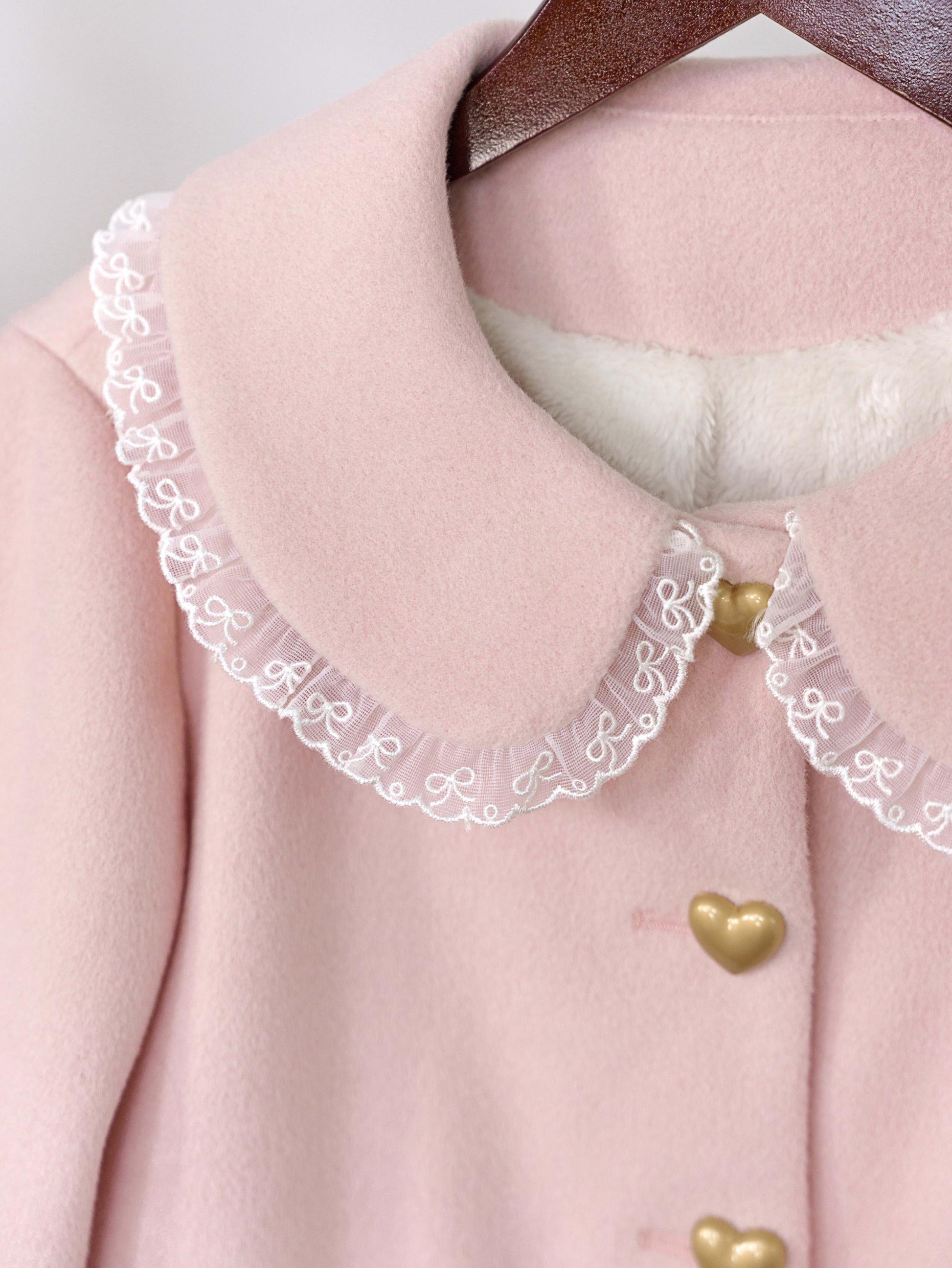 Dream Magic Box - Milk Puff - Winter Fleece-lined Sweet Lolita Coat, Detachable Collar