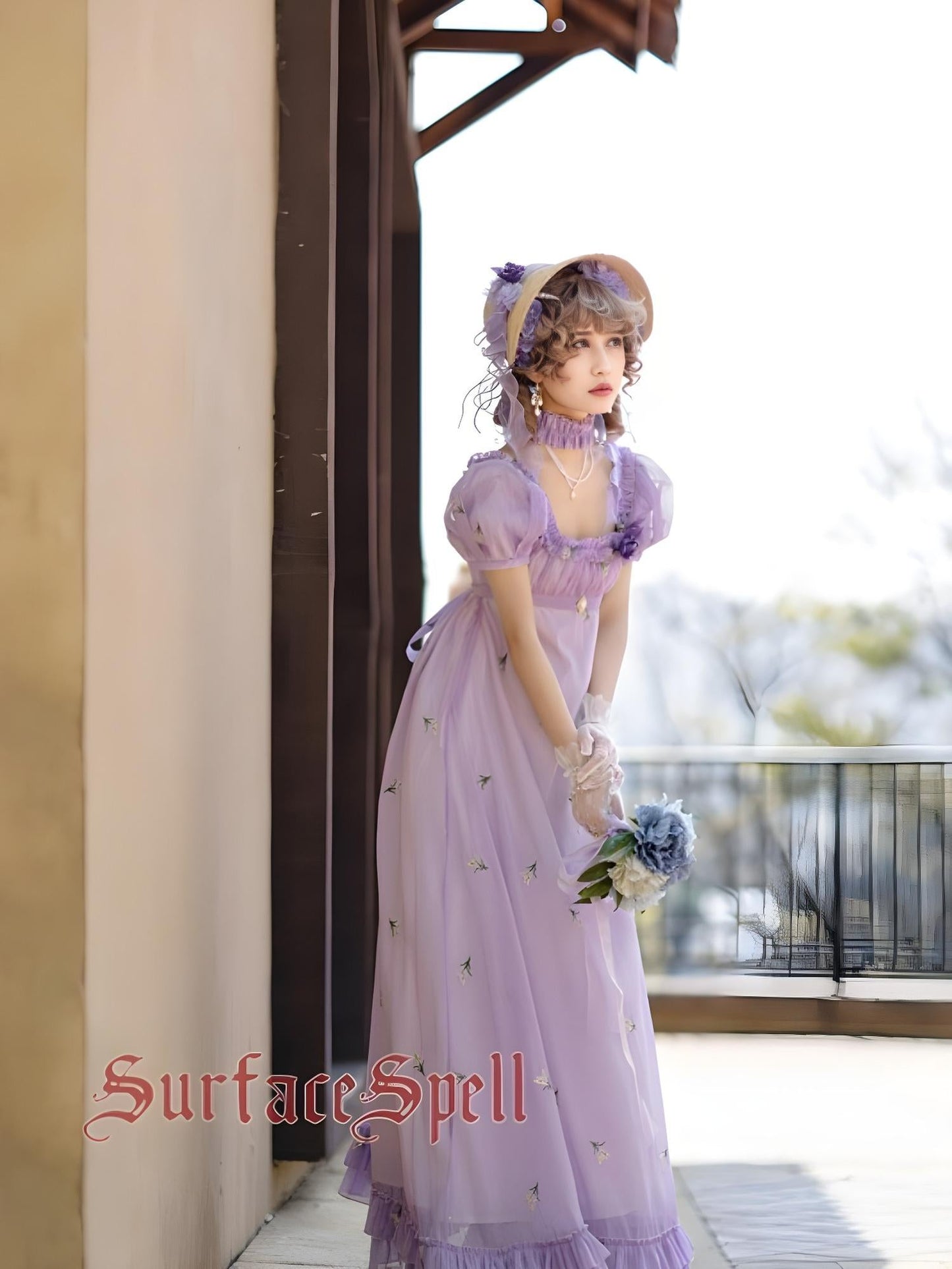 Surface Spell - Spring Rendezvous - Vintage Lolita OP Dress Embroidered Empire Waist Dress