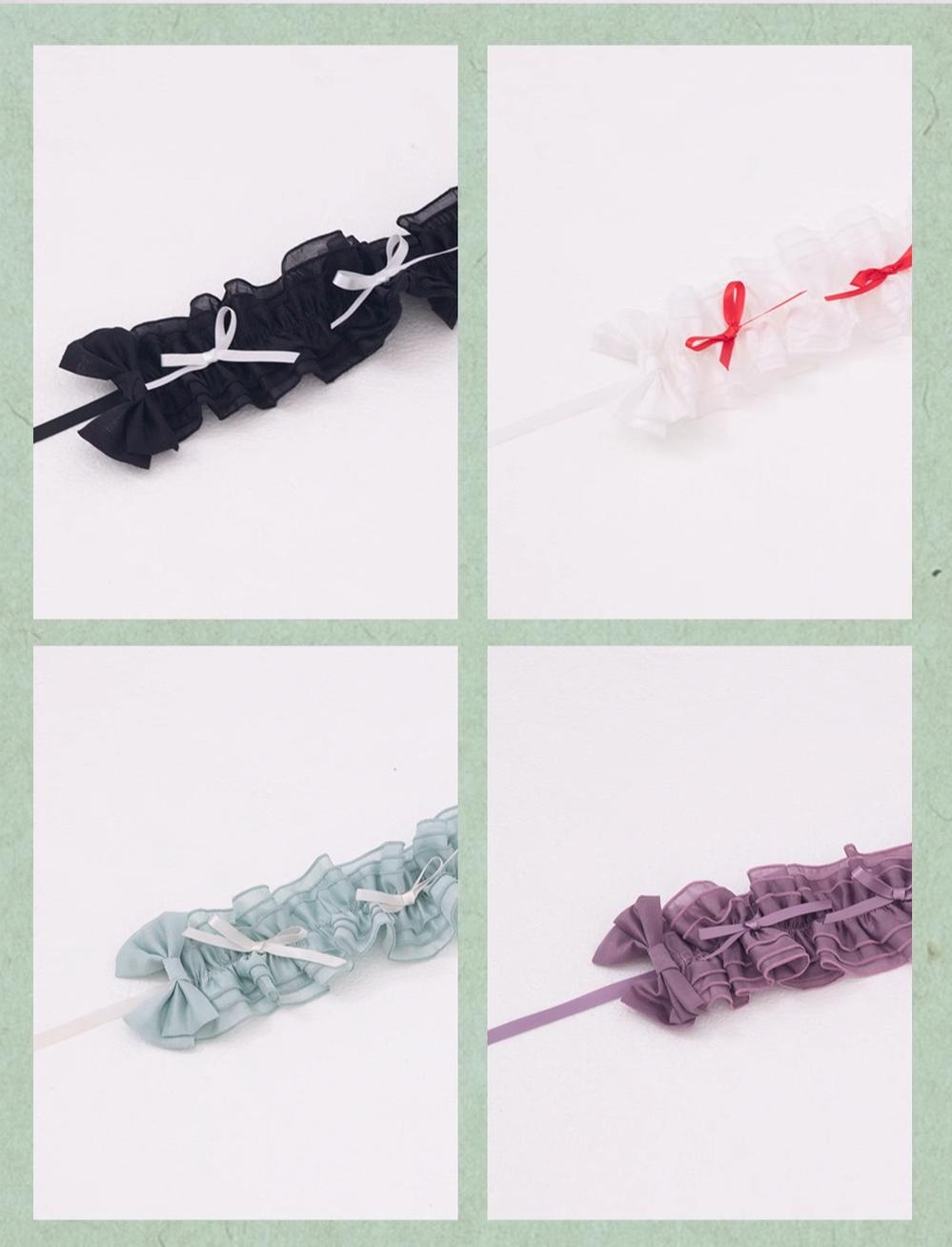 ZJstory - Sonnet Summer - Sweet Lolita Accessory Set Bow KC Hairband Waist Tie