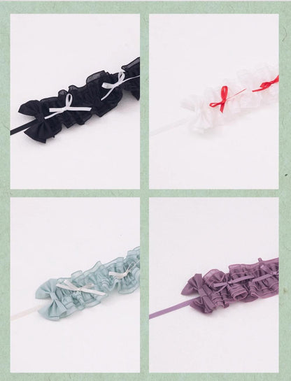 ZJstory - Sonnet Summer - Sweet Lolita Accessory Set Bow KC Hairband Waist Tie