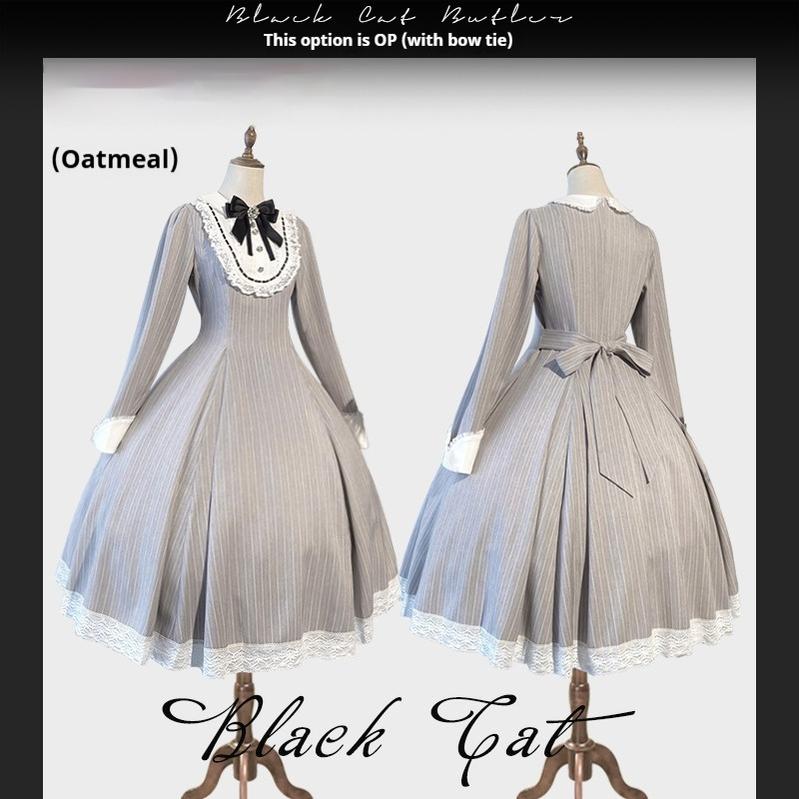Hezi's Cat Haven - Black Cat Butler - Maid Lolita OP Dress Elegant Black and White Dress