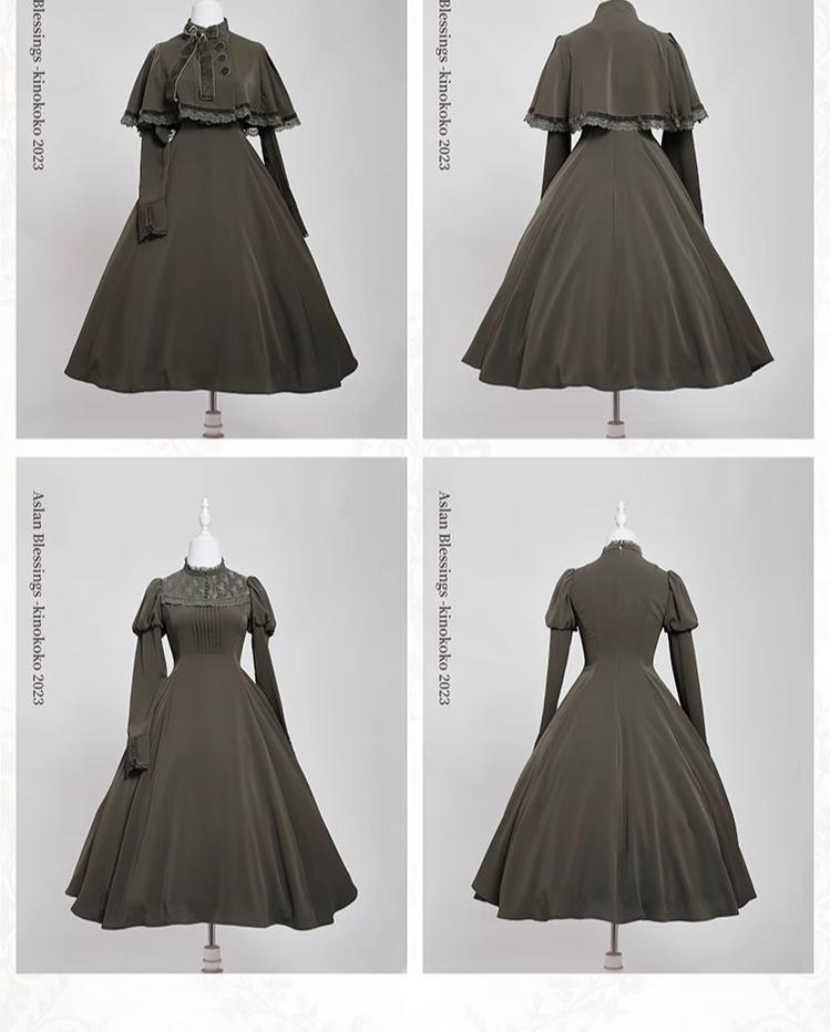 KINOKOKO - Aslan Blessings - Classic Lolita OP Seven-panel Slim Fit Dress with Cape