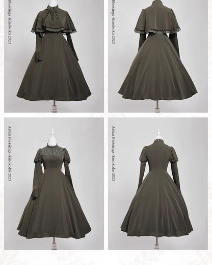KINOKOKO - Aslan Blessings - Classic Lolita OP Seven-panel Slim Fit Dress with Cape