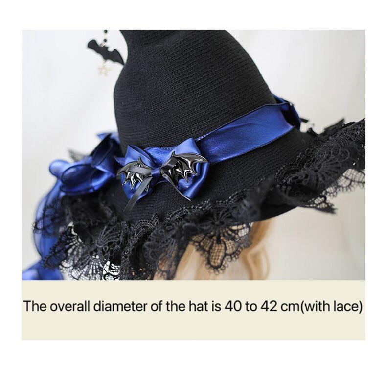 Xiaogui - Halloween Lolita Hat Devil Lace Woolen Witch Hat