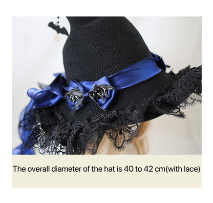 Xiaogui - Halloween Lolita Hat Devil Lace Woolen Witch Hat