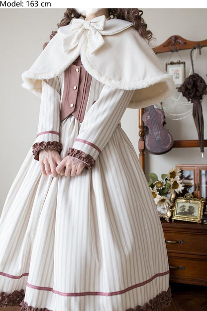 Miss Point - Classical Chocolate - Winter Classic Lolita Cape with Sweet Perter-pan Collar