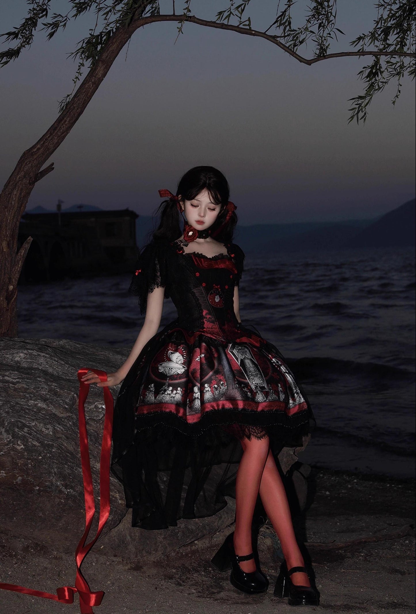 Caged Bird Hotel - Eclipsed Moon Gallery - Plus Size Halloween Gothic Lolita Skirt & Bodice Set