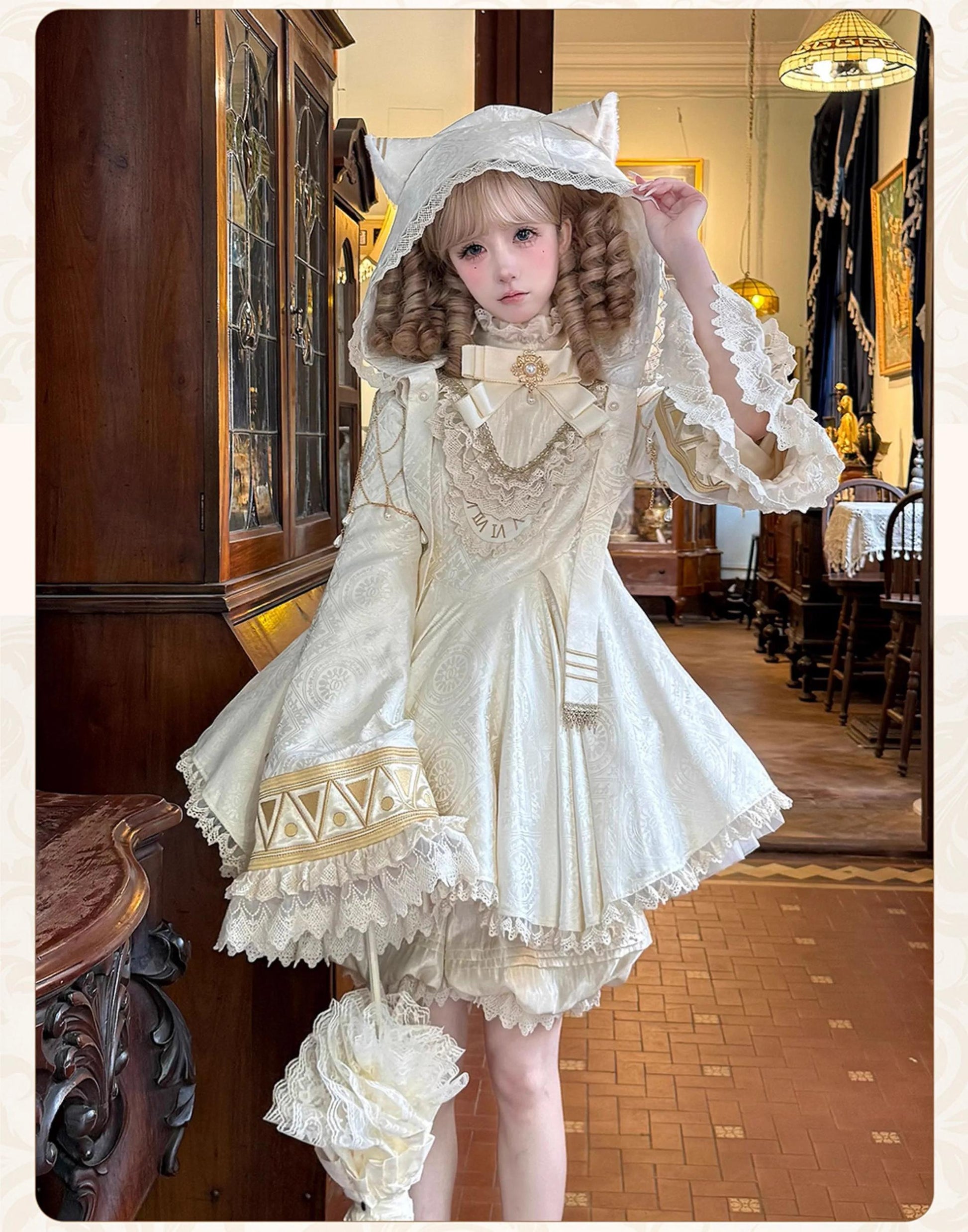 LizBird - Reincarnation of Time - Elegant Lolita OP Set with Waist-Cinching and A-Line Styles