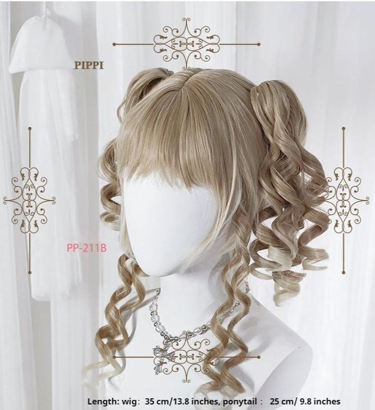 Pippi Palace - Retro Lolita Wig Double Ponytail Sweet Lolita Curl Wig