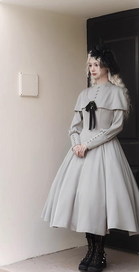 With PUJI - 13th Night - Gothic Lolita OP Dress with Built-in Cape