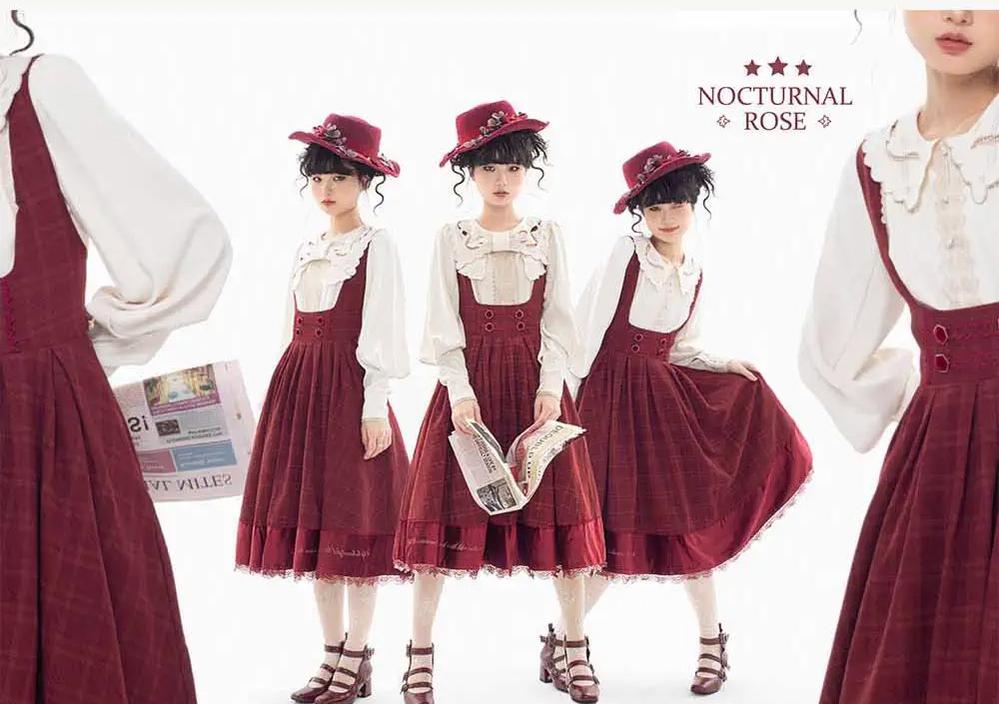 ZeeYe - Night Rose - Classic Lolita Shirt Double Layer Bow Embroidered Versatile Blouse