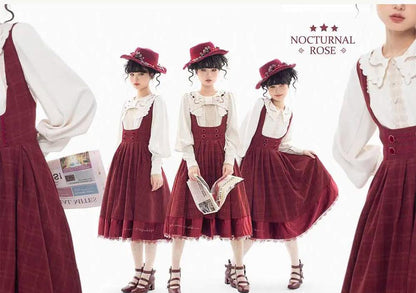 ZeeYe - Night Rose - Classic Lolita Shirt Double Layer Bow Embroidered Versatile Blouse