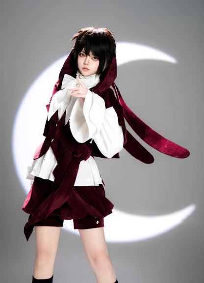 Princess Chronicles - Hare Hunter - Vintage Red Ouji Suit With Bunny Ear Hooded Jacket