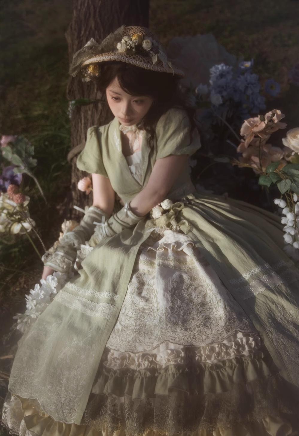 ZJstory - 14-line Poem Set - Classic Lolita Separate Dress Set Tiered Ruffles Skirt