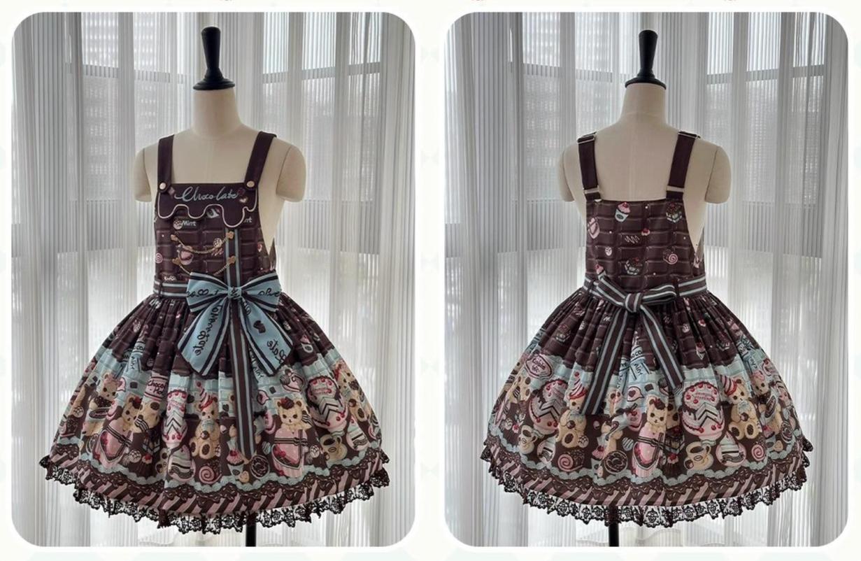 Sweet Dream Sheep - Chocolate Bear - Sweet Lolita Salopette High Waist Dress