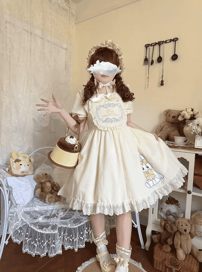 Niu Niu - Sweet Dream Bunny - Plus Size Kawaii Lolita Apricot OP
