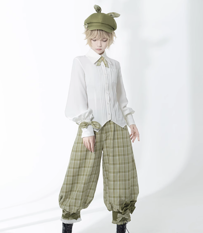Princess Chronicles - Secret Morning Paper - Ouji Lolita Shirt, Matcha Green Capri Pants