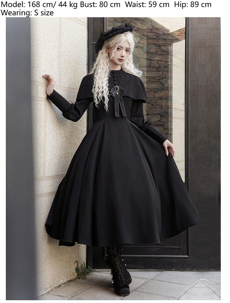 With PUJI - 13th Night - Gothic Lolita OP Dress with Built-in Cape