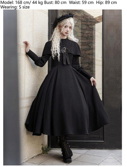 With PUJI - 13th Night - Gothic Lolita OP Dress with Built-in Cape