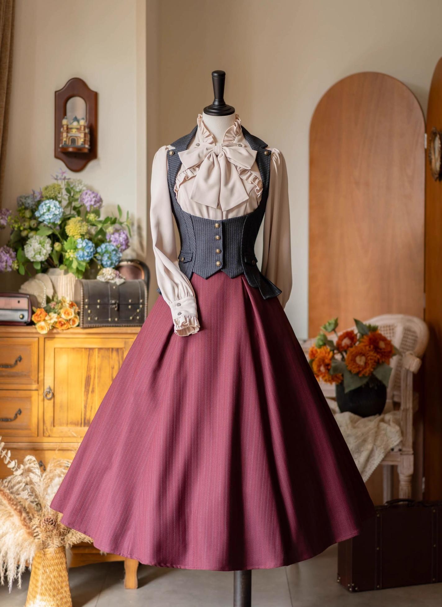 Forest Wardrobe - Forest Contract - Classic Lolita Striped Vest, Elastic Waist