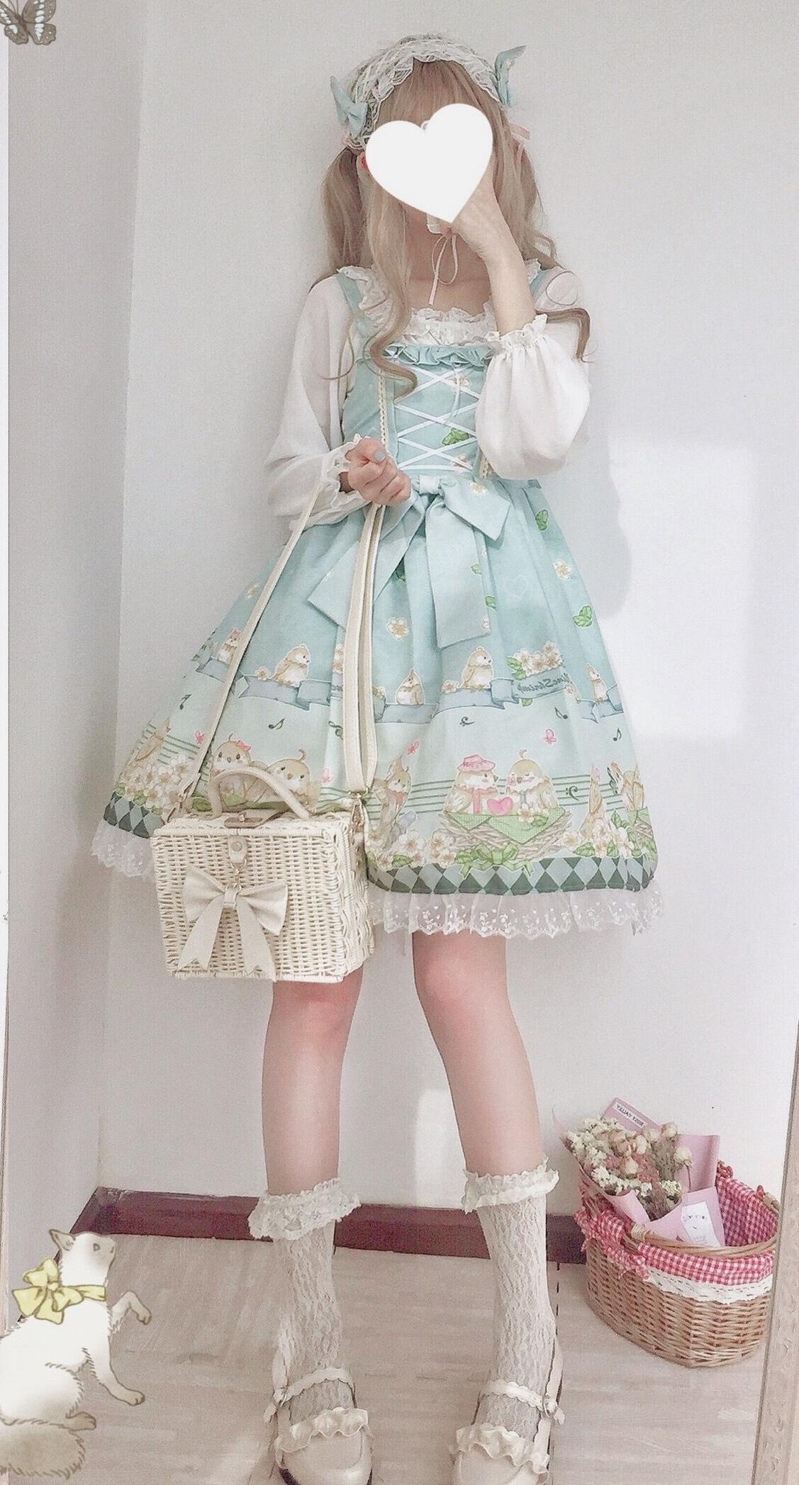 LilithEye - Fat Tweeds and Plumeria - Daily Lolita Jumper Dress Fresh JSK