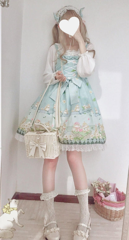 LilithEye - Fat Tweeds and Plumeria - Daily Lolita Jumper Dress Fresh JSK