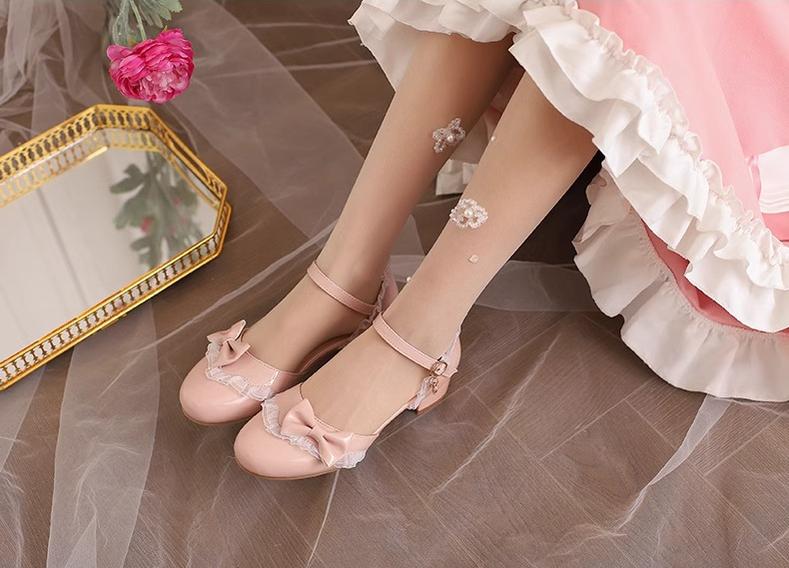 Yana - Sweet Lolita Sandal with Low Chunky Heel and Bow Decoration