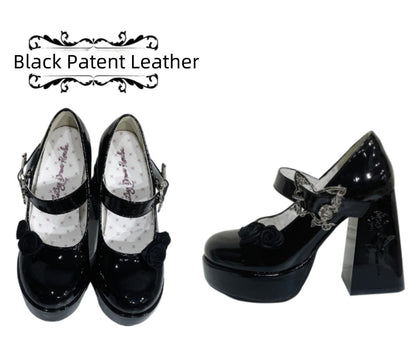 Dreamland - Cyclic Wonders - Elegant Lolita High Platform Shoes with Butterfly and Rose Details