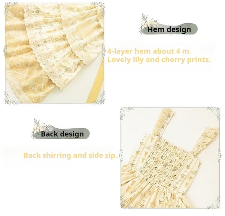 With PUJI - Letter and Poetry Sunflower Matters - Country Lolita JSK Embroidered Printed Lolita Dress