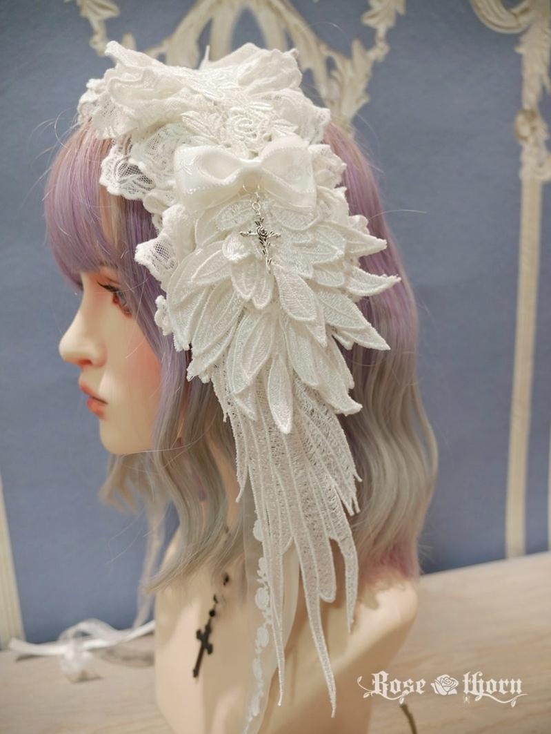Rose Thorn - Angel Wings - Embroidered Crafted Headband Elegant Lolita Hair Accessories