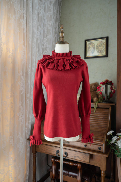 Miaoplus - Sweet Lolita Knit Sweater Long Sleeve Winter Lolita Top
