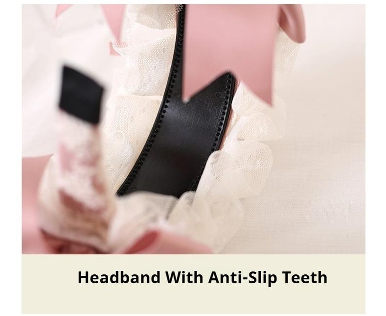 Xiaogui - Ivory & Pink Sweet Lolita Headdress Bridal Lace Headwear