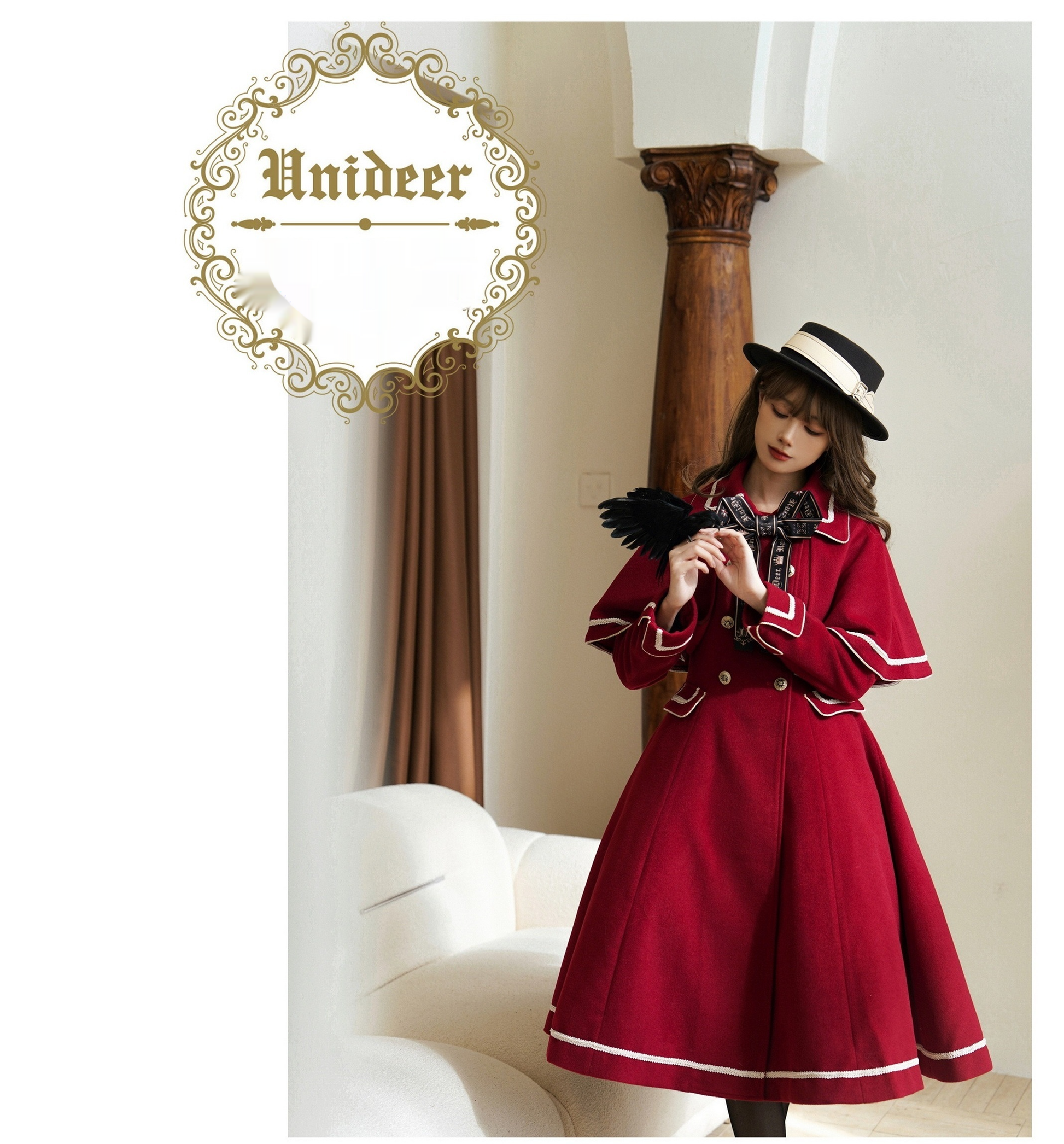 Unideer - Galaxy Traveler - Classic School Lolita Overcoat with Detachable Cape and Bow