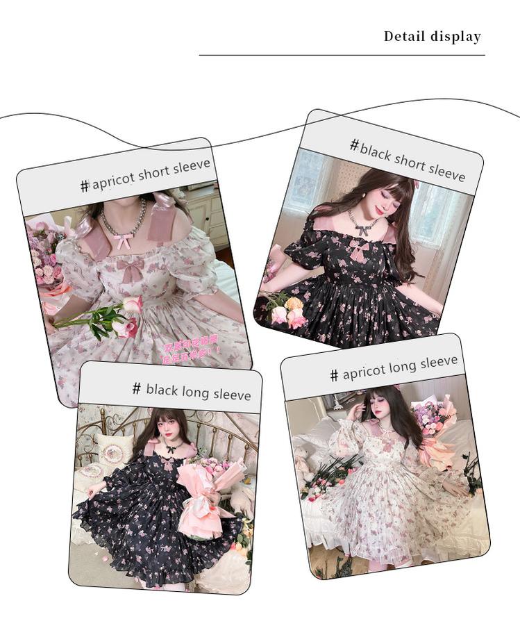 Yingtang - Plus Size Lolita Floral Print Lolita Dress