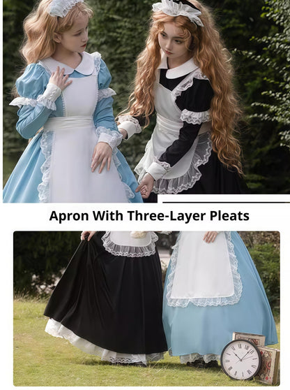 Daydream Whisper - Dream Doll - Plus Size Maid Lolita OP Suit Black and Blue Dress