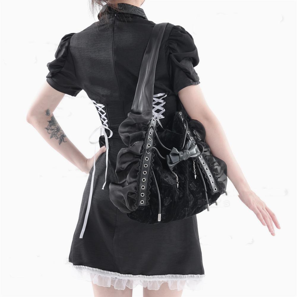 Broken bone - Gothic Lolita Black Velvet Shoulder Bag