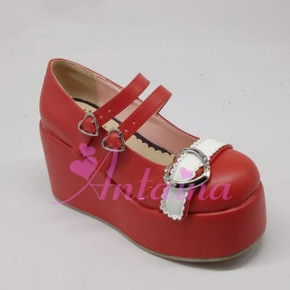 Antaina - Sweet Lolita Shoes Lace Heart Platform Shoes in Plus Size