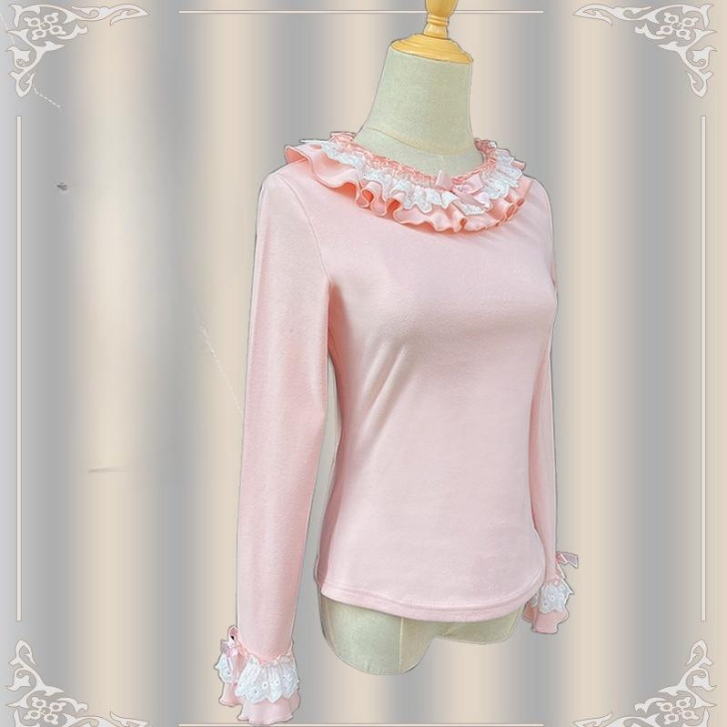 ZhiJinYuan - Heart Flutters - Winter Lolita Base Shirt Low-cut Neckline Lolita Innerwear
