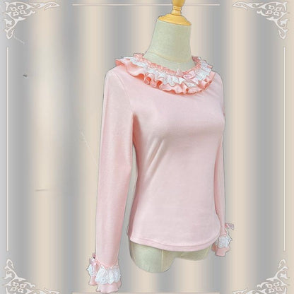 ZhiJinYuan - Heart Flutters - Winter Lolita Base Shirt Low-cut Neckline Lolita Innerwear