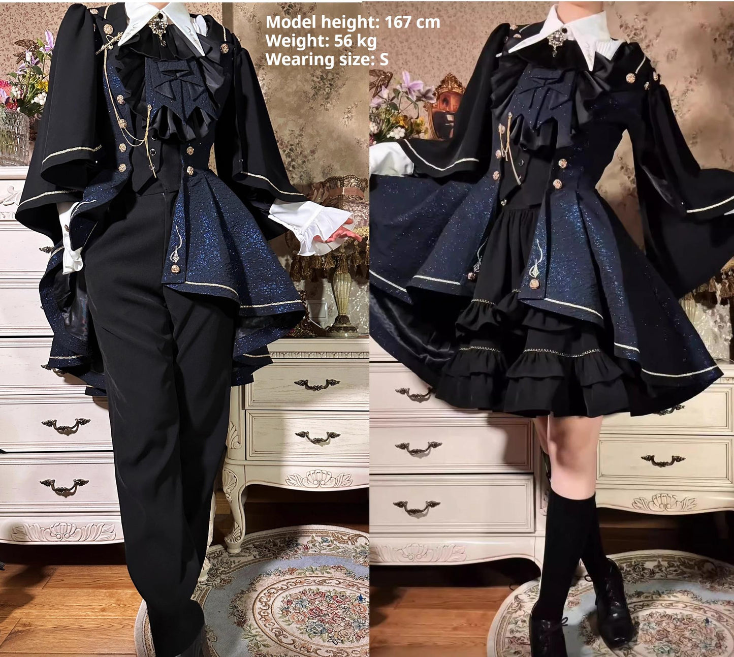 SilentMars - Fallen Moon Rule - Military Lolita Shirt Set Retro Knight Style Blouse