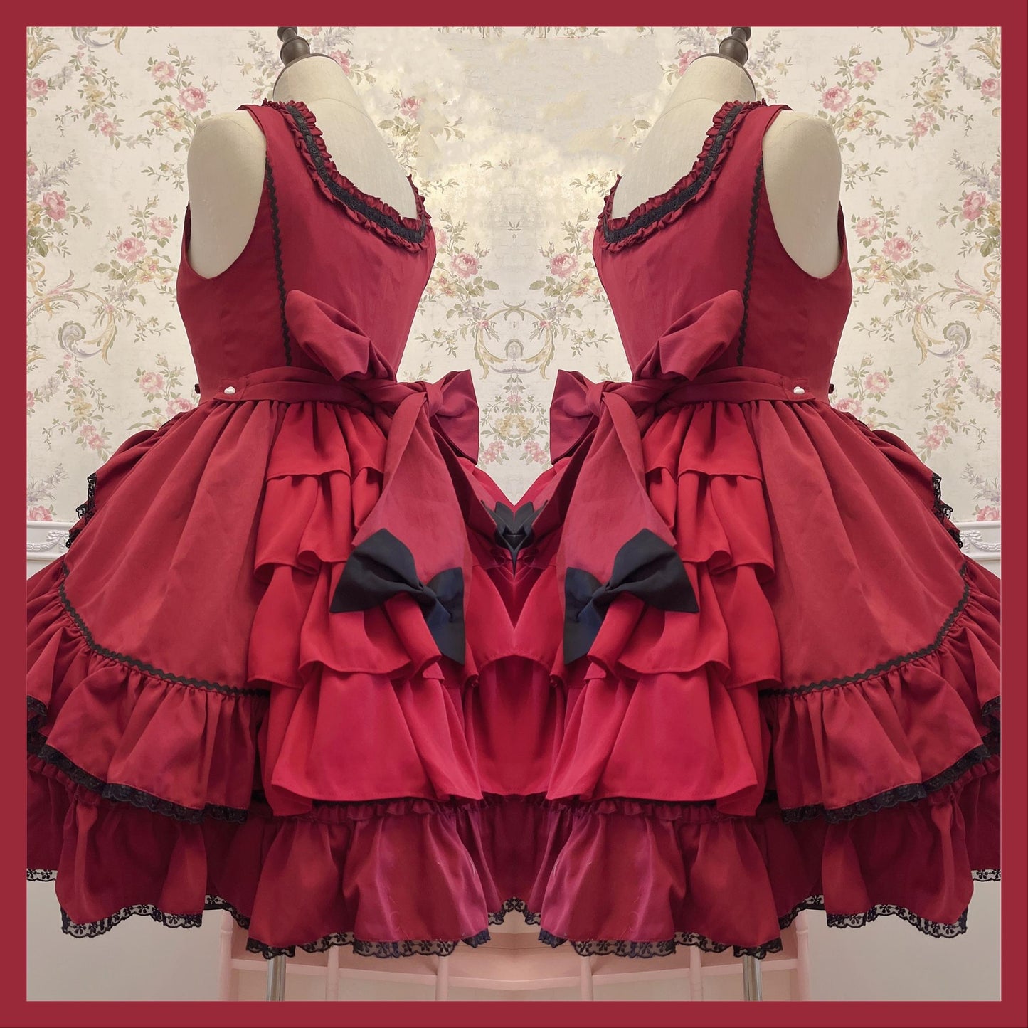 Catlow Rabbit - Black Lolita Doll OP/JSK with Adjustable Elasticity