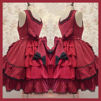 Catlow Rabbit - Black Lolita Doll OP/JSK with Adjustable Elasticity