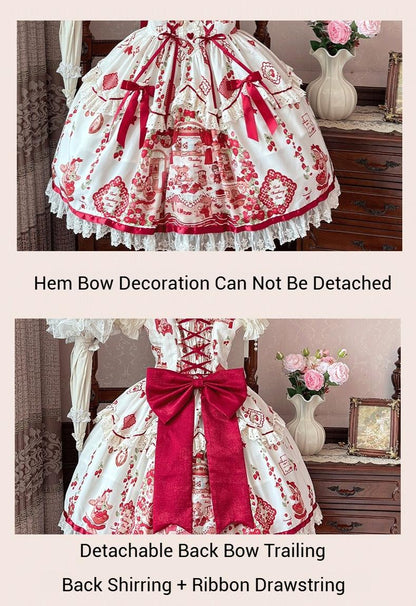 ZhiJinYuan - Strawberry Bear - Sweet Lolita Jumper Dress, Strawberry Bear Prints