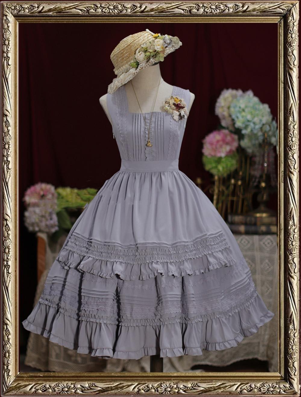 Tiny Garden - Nocturne Reminiscence - Elegant Lolita JSK Dress Multi-Wear Apron Dress Set