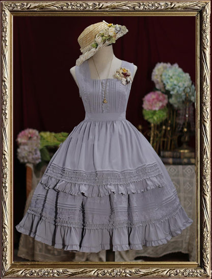 Tiny Garden - Nocturne Reminiscence - Elegant Lolita JSK Dress Multi-Wear Apron Dress Set